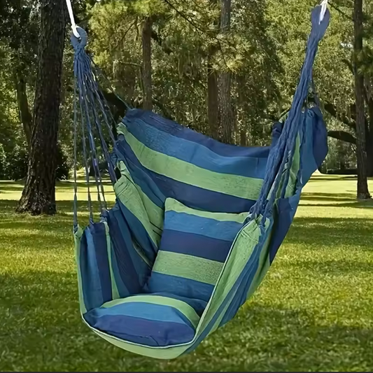 Le Fauteuil Selva – Fauteuil suspendu rayé vert et bleu, 1 personne